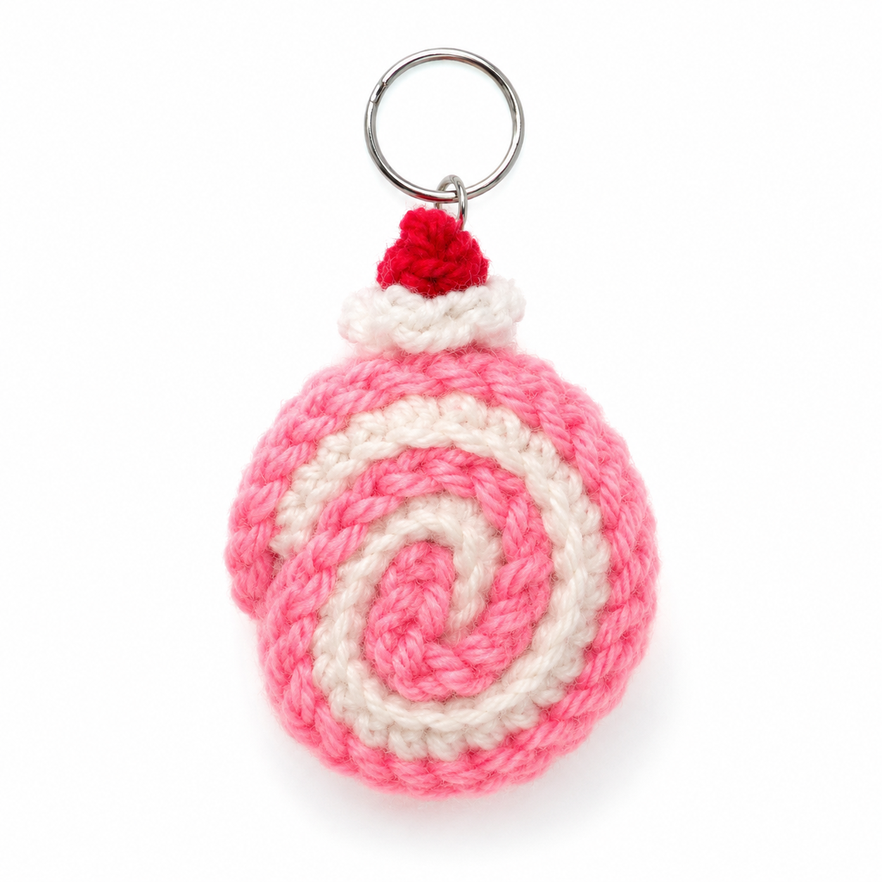Strawberry  mini Swirl Cake Roll cake  Crochet Keychain 🍓🍰
