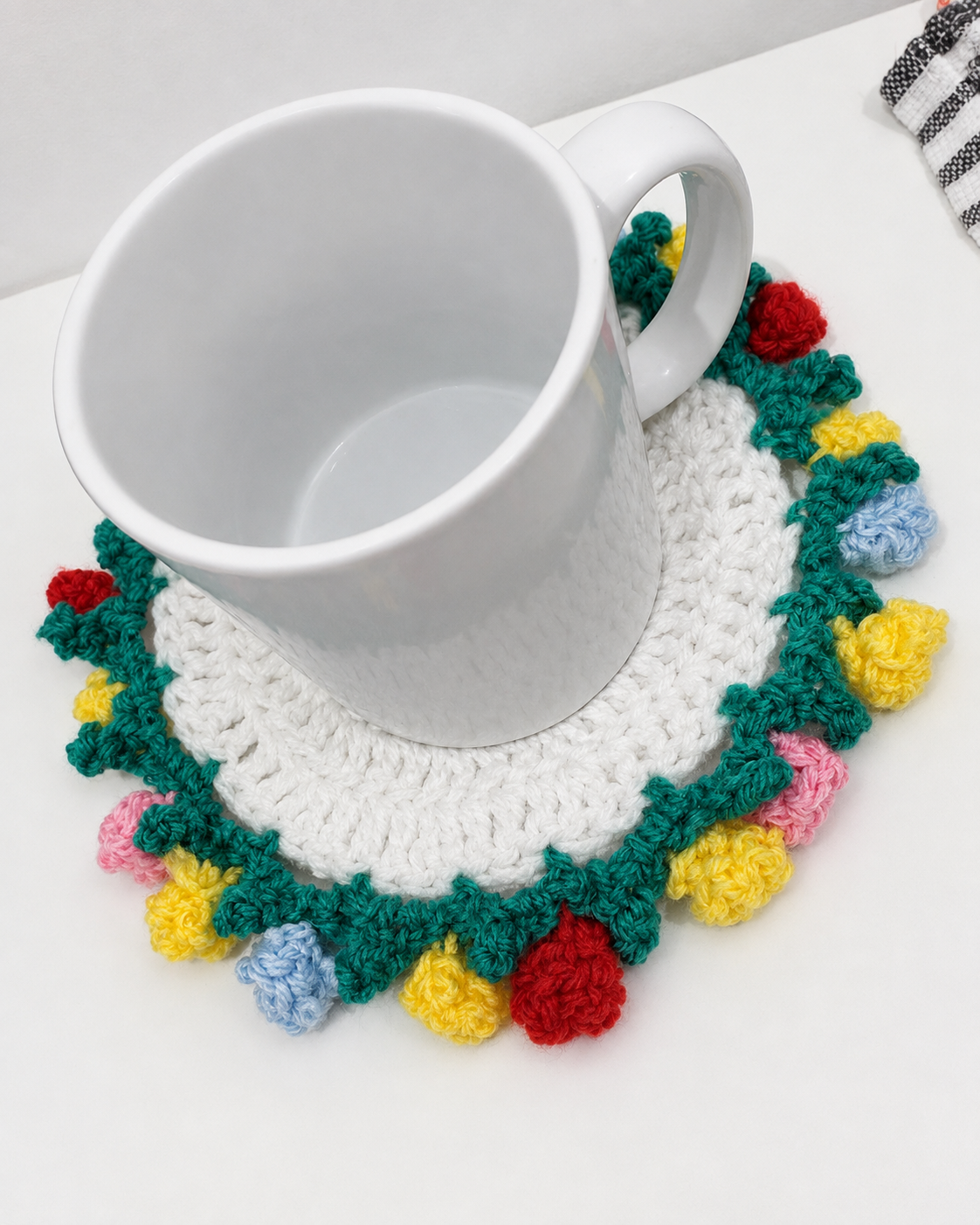 2-in-1 Crochet Flower Bouquet Coaster | Handmade Crochet Mug Mat & Table Décor 🌼☕