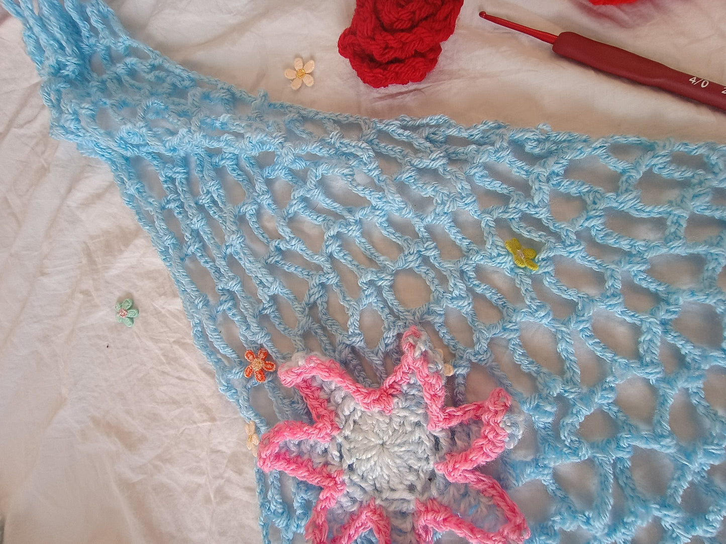 Sunlit Starfish 2-Way Crochet  Beach Mesh Cover-Up Size XS, S